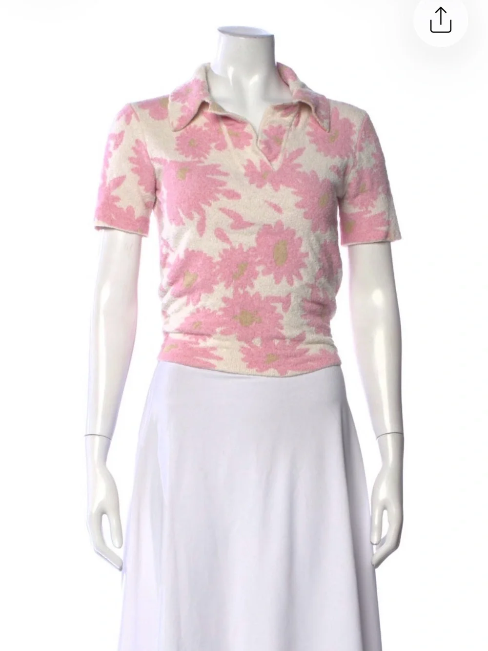 Jacquemus Pink Floral Short-Sleeve Polo Knit Top